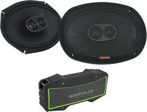 Audiosavings Bundle: (2) Kicker 51KSC69304 150 Watt RMS 3-Way Car Audio Speakers KSC69304 KSC6930 Bundle with (1) Rockville Rock Everywhere Portable Bluetooth Speaker/Waterproof (Items 3)
