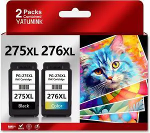 YATUNINK PG-275/CL-276 Ink Cartridges Replacement for Canon 275 276 XL Ink Cartridges Use with Canon PIXMA TS3500 TS3520 TS3522 TS3720 TR4700 TR4720 TR4722 Printer (Black and Tri-Color)