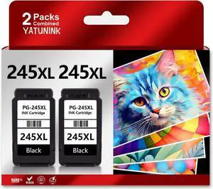 YATUNINK 245XL Black Ink Compatible for Canon 245XL Black Ink Cartridge PG-243 PG-245 XL Works with Canon MX490 MX492 TR4520 TR4522 MG2500 MG2522 TS3100 TR4500 Printer (2 Black) (245XL 2Black)