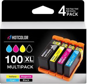 HOTCOLOR Compatible Lexmark 100XL Ink Cartridges for Lexmark s301 S305 S605 S405 S505 Pro901 Pro905 Pro805 Pro705 Pro205 Pro206 Pro207 S815 S816 Printer (Black Cyan Magenta Yellow,4Pack)