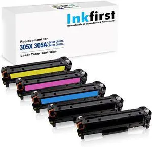 5 Inkfirst Remanufactured Toner Cartridges CE410X CE411A CE412A CE413A 305A 305X Replacement for HP 305A 305X Color Laserjet Pro 300 Color MFP M375nw Pro 400 Color M451dw M475dn M475dw M451nw M451dn