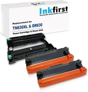 3PK-1 Inkfirst DR830 DR-830 Drum Unit + 2 TN830XL TN-830XL Toner Cartridges (2 Toner + 1 Drum) Compatible Replacement for Brother HL-L2465DW DCP-L2640DW DCP-L2647DW HL-L2480DW MFC-L2760DW MFC-L2807DW
