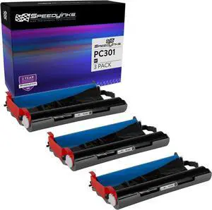 Speedy Inks Compatible Fax Cartridge with Roll Replacement for Brother PC301 (3-Pack)
