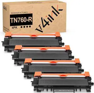 Compatible TN760 Toner Cartridge Replacement for Brother TN760 TN730 High Yield Toner Cartridge - 4PK Black Remanufactured Set