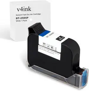 v4ink Bentsai Original Solvent Based Fast Dry Ink Cartridge BT-2585P White Ink 0.5 Inch Nozzle Compatible with Bentsai Handheld Inkjet Printer BT-HH6105B2 BT-HH6105B3 B10