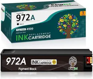 Kingjet Compatible Ink Cartridge Replacement for HP 972A 972 (1 Black) Work with PageWide Pro 477dn 477dw 577dw 577z 552dw 452dn 452dw 352dw 377dw P55250dw P57750dw Printers