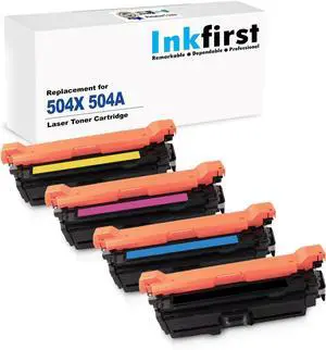 1 Set of 4 Inkfirst Compatible Toner Cartridges Replacement for HP CE250X CE251A CE252A CE253A 504X 504A Color LaserJet CP3525N CP3525DN CP3525X CM3530 MFP CM3530fs MFP Black Cyan Magenta Yellow 1 Set of 4 Inkfirst Compatible Toner Cartridges Replacement for HP CE250X CE251A CE252A CE253A 504X 504A Color LaserJet CP3525N CP3525DN CP3525X CM3530 MFP CM3530fs MFP Black Cyan Magenta Yellow