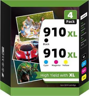 910XL Compatible Ink Cartridges Replacement for HP 910 XL Ink Cartridges Combo Pack, Work for OfficeJet Pro 8025 8035 8025e 8035e 8020 8028 Printer (BCMY-4 Pack)