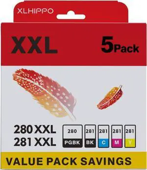 TR8620a Ink Cartridges PGI 280XXL CLI 281XXL Replacement for Canon 280 281 Ink cartridges Compatible for Pixma TS702A TR8600 TR8520 TR8620 TS9120 TR8622a TS9521C TS6320 TR8500 (5 Pack)