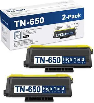 TN650 Toner Cartridge 2 Pack High Yield Replacement for Brother TN-650 TN 650 HL-5250DN HL-5370DW MFC-8460N MFC-8480DN DCP-8060 DCP-8065DN Printer Ink, Black