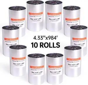 10 Rolls 4.33" x 984' (110mm X 300m) Thermal Transfer Wax Resin Ribbon for Label Tag Barcode Printing for Zebra,TEC,DATAMAX,etc