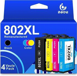 Remanufactured 802 XL T802 T802XL Ink Cartridges for EPSON 802XL Ink Cartridges Combo Pack Works with Workforce Pro WF-4720, WF-4730, WF-4734, WF-4740 EC-4040 EC-4030 EC-4020 Printer (4 Pack)