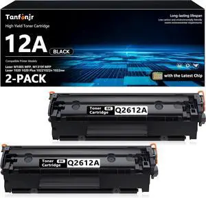 12A Toner Cartridge Q2612D Black Replacement for HP 12A Q2612A Toner 1010 1012 1015 1018 1020 1022 1022n 1022nw 3015 3020 3030 3050z 3052 3055 Printer Ink 2 Pack
