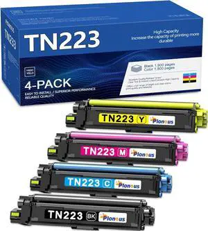 TN 223 TN223 TN-223 Toner Cartridge 4-Pack High Yield Replacement for Brother TN223BK TN223C TN223Y TN223M High Definition Printing MFC-L3710CW MFC-L3750CDW HL-3290CDW HL-3230CDN DCP-L3510CDW Printer