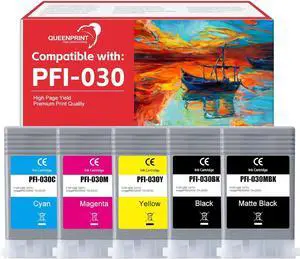 PFI-030 Ink Cartridge Replacement for Canon PFI030 Ink for imagePROGRAF TA-20 TA-30 TM-240 TM-340 Printers, 5-Pack PFI030 Pigment Ink Tank Set (PFI-030MBK PFI-030BK PFI-030C PFI-030M PFI-030Y, 55ML) PFI-030 Ink Cartridge Replacement for Canon PFI030 Ink for imagePROGRAF TA-20 TA-30 TM-240 TM-340 Printers, 5-Pack PFI030 Pigment Ink Tank Set (PFI-030MBK PFI-030BK PFI-030C PFI-030M PFI-030Y, 55ML)