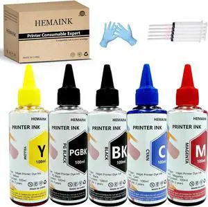 HEMAINK 5x100ml Bottles Ink Compatible with Canon PGI-280XXL CLI-281XXL for Pixma TR8620 TR8600 TR8620a TR8622 TS6220 TR8520 TS9520 TS6120 TR7520 TS9521C TS6320 TS702 Printer