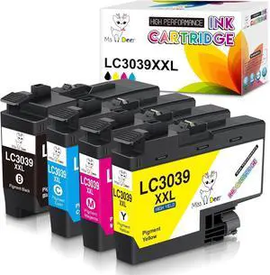 Miss Deer LC3039 BK/C/M/Y Ink Cartridges Replacement for Brother LC3039 XXL LC-3039BK LC3037,Work for Brother MFC-J5945DW MFC-J6945DW MFC-J5845DW MFC-J6545DW(4 Pack,BK/C/M/Y)