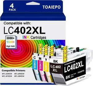 TOAIEPO LC402XL Ink Cartridges Replacement for Brother LC402 XL Compatible with Brother MFC-J5340DW MFC-J6540DW MFC-J6740DW MFC-J6940DW MFC J5340 J6540 J6740 J6940 Printer, 4 Pack