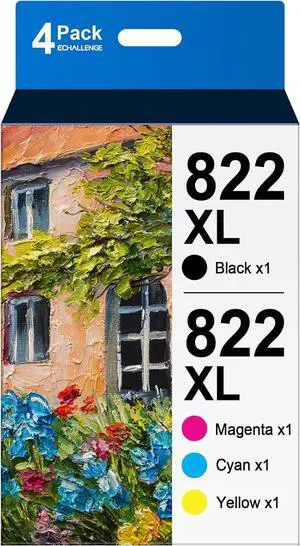 822XL 822 XL Remanufactured Ink Cartridges Replacement for Epson 822XL 822 T822 Ink Cartridges for Workforce Pro WF-3820 WF-4833 WF-4820 WF-4830 WF-4834 Printer (BCMY, 4 Pack)