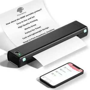 Phomemo Thermal Portable Printer Wireless for Travel, M08F Mobile for Home Use Bluetooth Compact Support 8.5" X 11" Thermal Paper, Inkless Printer Compatible with Phone & Laptop