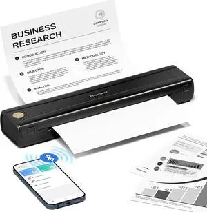 Phomemo M08E Portable Thermal Printer, Wireless Bluetooth Inkless Printer Support 8.5'' x 11'' US Letter Thermal Paper, Compatible with iPhone, Android Phone, Laptop for Travel Car Home Use