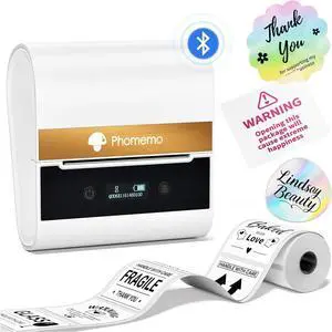 Phomemo M260 White Bluethooth Label Printer,2025 Upgrade Retro Label Printer, 3 Inch Portable Thermal Label Maker for Small Business, Home,Address,Office Organization,Sticker Printer for Phone & PC