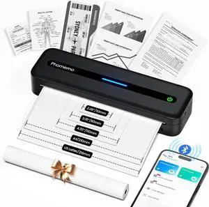 Phomemo Portable Thermal Printer, Wireless Bluetooth Inkless Printer for Travel, Support 8.5" X 11" Letter & A4 Thermal Paper, Compatible with iPhone Android Laptop for Mobile Office Car Home School