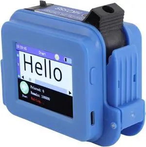 Handheld Inkjet Printer, Mini Portable Touch Screen, Printing Height 2-12.7mm/2-25.4mm, Fast Drying Ink,600DPI, 50m/min, 2000mAh Battery (Blue)