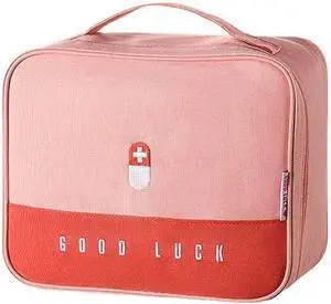 Large First Aid Medicine Storage Box with Compartments, Plastic Cabinet for Home or Mobile Use, Gray, One Size (Pink)