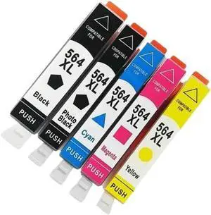 Compatible 5 Color 564 564XL Ink Cartridge Set for Photosmart 5510 5511 5512 5514 5515 5520 5522 5525 6510 6512 6515 6520 Printer