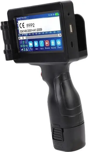 Portable Inkjet Printer, Mini Handheld BT HH6105B2 with HD LED 4.3in Touch Screen No 12.7mm for QR Code Barcode, Ergonomic Design, USB Input (US Plug 100V-240V)