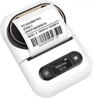 Thermal Printer Portable Mini Printer E210 Thermal Adhesive Label Printer Without Ink Bluetooth Sticker Printer Barcode Price Tag Label Maker Easy to Use(White Printer)