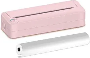 Thermal Printer A4 Portable Paper Printer Thermal Printing Wireless BT Connect for Mobile Photo Printer Support 210mm Wide Easy to Use(Pink)