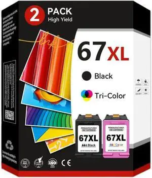67XL 67 Ink Cartridge Compatible with Deskjet 1225 2732 2752 2755 and Deskjet Plus 4140 4152 4155 4158 Printers ALIZEO 67XL 67 Replacement Ink(2 Pcs)