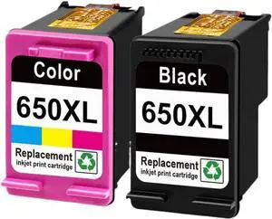 Remanufactured 650XL Color Inkjet Cartridge Compatible with Deskjet Ink Advantage 1015 4645 Printer and 650 Printer Series(Hp650xl 1bk 1c)