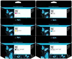 72 72B 72 Ink Cartridge Compatible with Designjet T610 T620 T770 T790 T795 T1100 T1120 T1200 T1300 T2300 Printers Replacement for 3WX06A(Cyan-130ml)