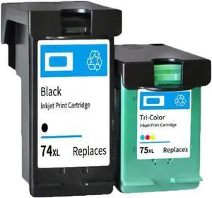Compatible Ink Cartridges 74XL 75XL for 74 75 XL Works with Photosmart C4200 C4280 C4345 C4380 C4385 C4480 Printers(Black)