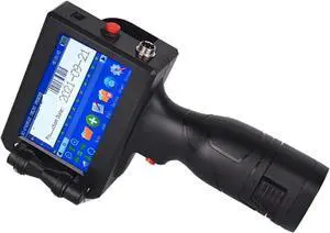 Portable Label Inkjet Printer Date Text Pattern Coding Machine Intelligent Non Fading Permanent Ink 12.7mm in Multiple Languages Wide Printing Material(Printer and 3 Ink)