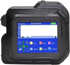 Mini Printer 28 Languages 12.7mm Portable Printer Handheld Inkjet Printer QR Bar Code Date Logo Expiry Date Wide Printing Material(with 2 inks-12.7mm)