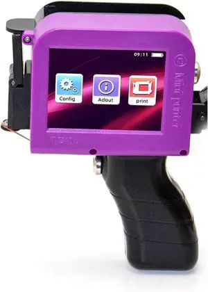 Portable Handheld Inkjet Label Printer QR Code Logo Date Text Intelligent Printing Equipment Metal Plastic Permanent Color Wide Printing Material(Printer - 3 Ink)