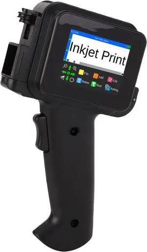 Handheld Inkjet Printer Portable Inkjet Printer Handheld Ink Printer 600DPI Compact for Text Labels Graphics on Multiple Surfaces with 42ml Quick Drying Black Ink Cartridge