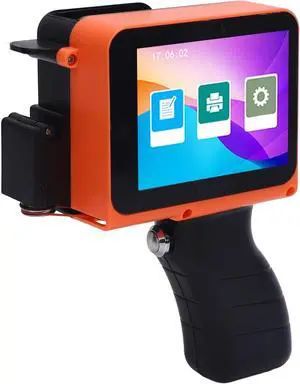 Fockety Handheld Inkjet Printer, 4.3 Inch Touch Screen Portable Printer Adjustable 300-600dpi Handheld Printing Device with Detachable Handle, for Plastic Carton Metal