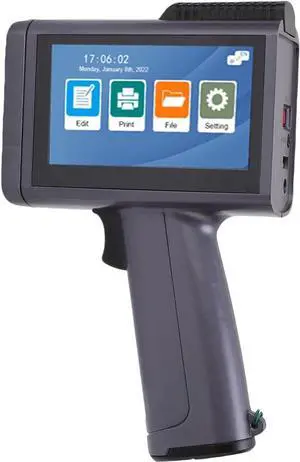 Hyuduo Professional Handheld Inkjet Printer - 12.7mm Print Height with 4.3" Touchscreen & Smart Encoding Date QR Code Printer (US Plug)