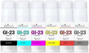 6 Pack GI-23 Ink Cartridges for G520 G620 Compatible BCMYRG