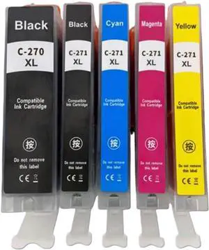 Compatible Ink Cartridges PGI270 CLI271 for MG5720 MG5721 MG5722 MG6820 MG6821 MG6822 MG7720 TS9020 8020 6020 5020 Printers Replacement(5pcs)