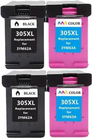Compatible 305XL Ink Cartridge (2-Pack) for DeskJet 2710 2720 4110 4120 4130 6010 6020 6030 6420, Works with 305/305XL(2 BK 2 Color)