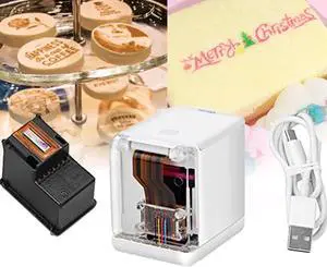 Mini Food Printer, Mini Inkjet Handheld Printer, Food Grade Edible Coffee Latte Art Printer, Pattern Printing Machine, Digital Inkjet WiFi Photo Printing Machine, Cakes,