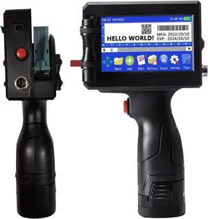 Handheld Printer, High Definition Inkjet Code Printer with 4.3 Inch Led Touchscreen Quick-Drying Ink Cartridge, Portable Inkjet Printer for Label/Production Date/Barcode/