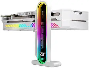 ARGB GPU Support Bracket with Temperature DisplayAmbient Case Temp5V 3pin Universal GPU BracketGraphics Video Card Brace with Height AdjustableDY7-White