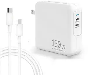 Mac Book Pro Charger, 130W USB C Charger 2 Port Power Adapter for MacBook Pro 16, 15, 14, 13 Inch/MacBook Air M1 M2, ipad Pro,and All USB C Devices, 6.6ft USB C to USB C Cable Included